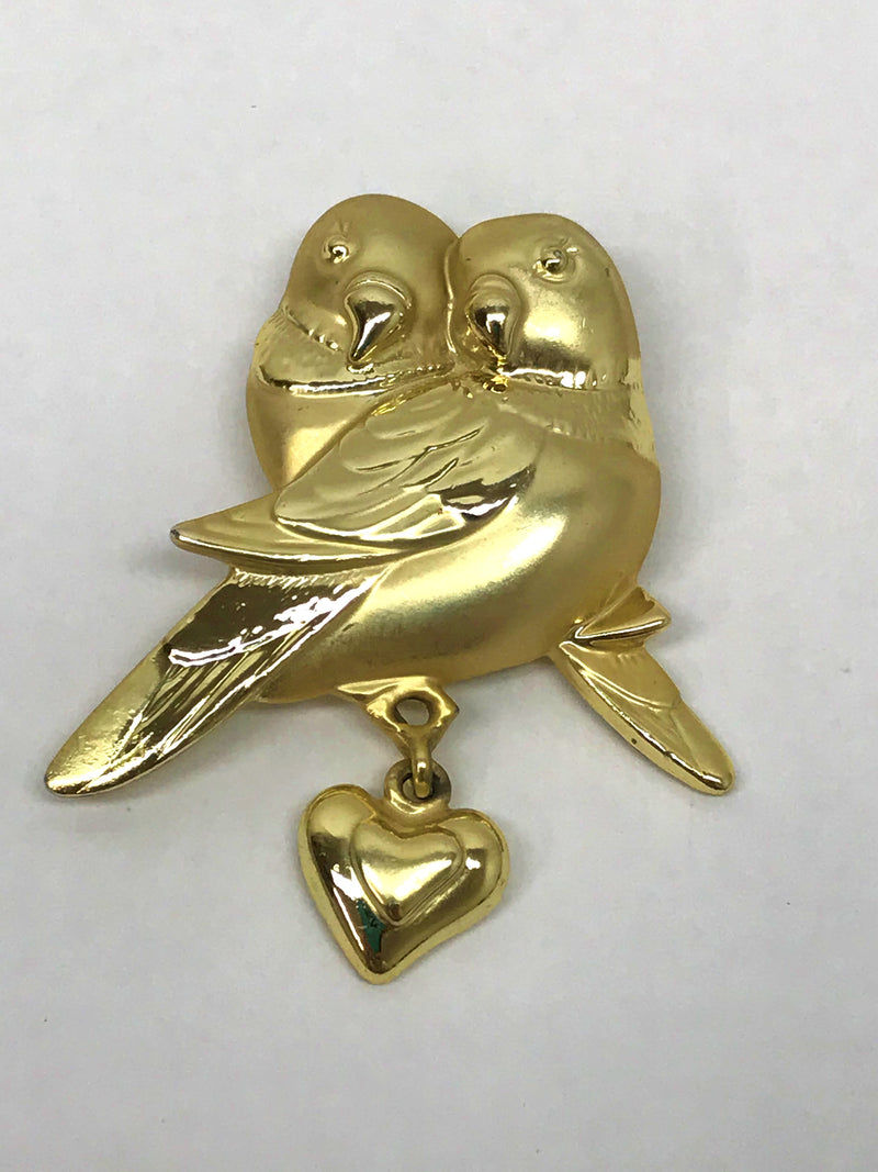 AJC Signed Love Birds Brooch Pin