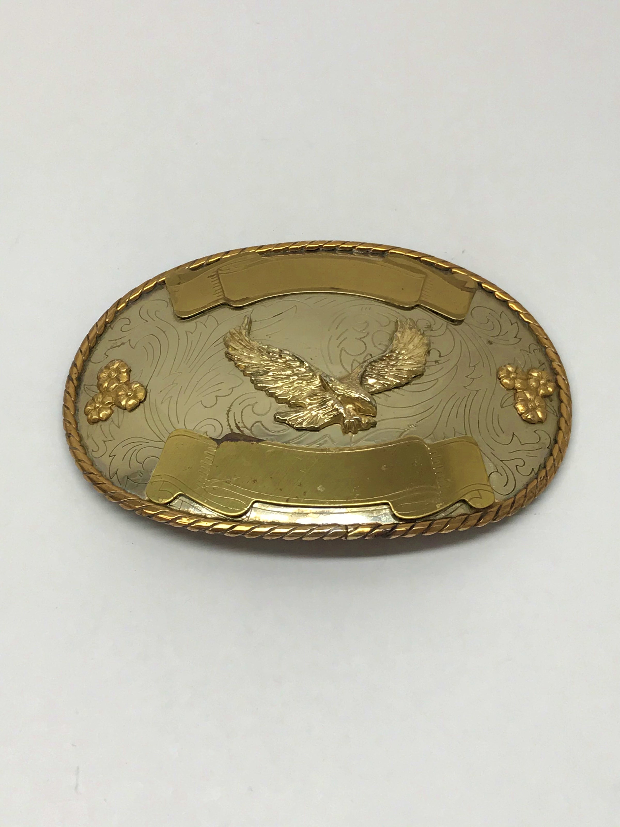 vintage AMERICAN Bald Eagle Belt Buckle - Silver & Gold - America USA -  B1948 - Tuwa