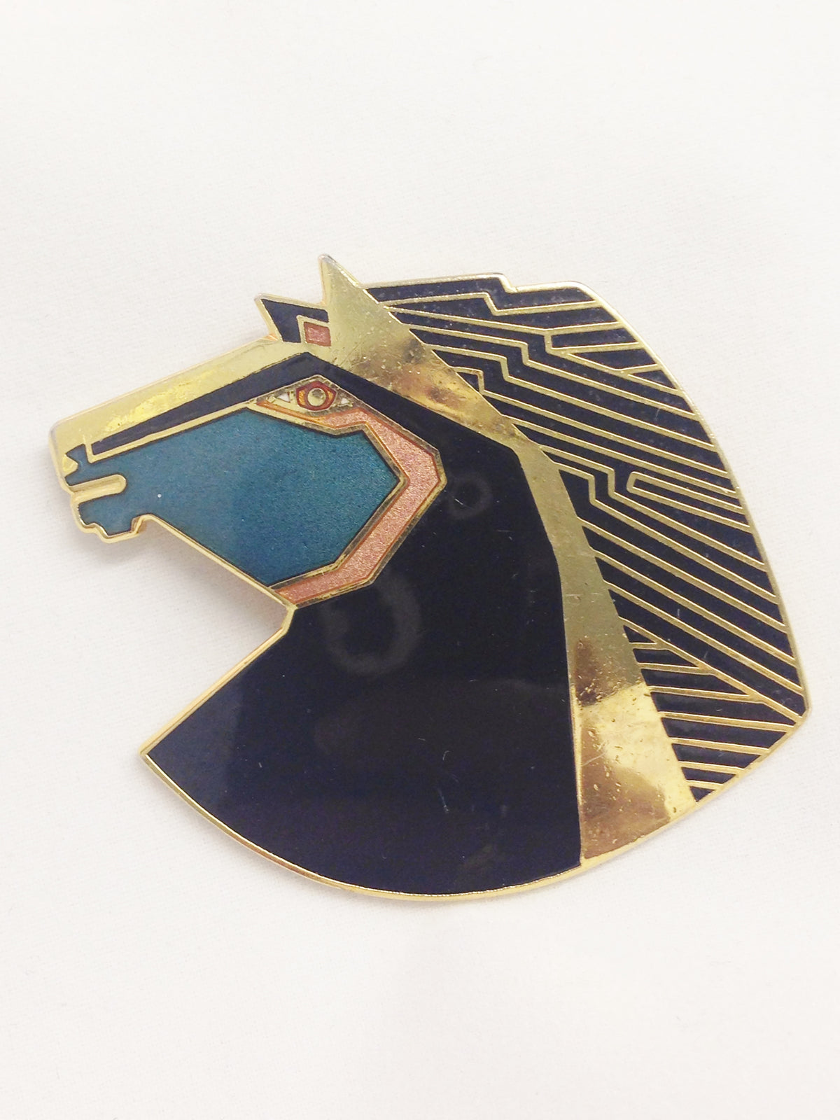 1980's Rare Wild Stallion By Laurel Burch Enamel Brooch Pin Pendant www.hersandhistreasures.com/collections/vintage-jewelry