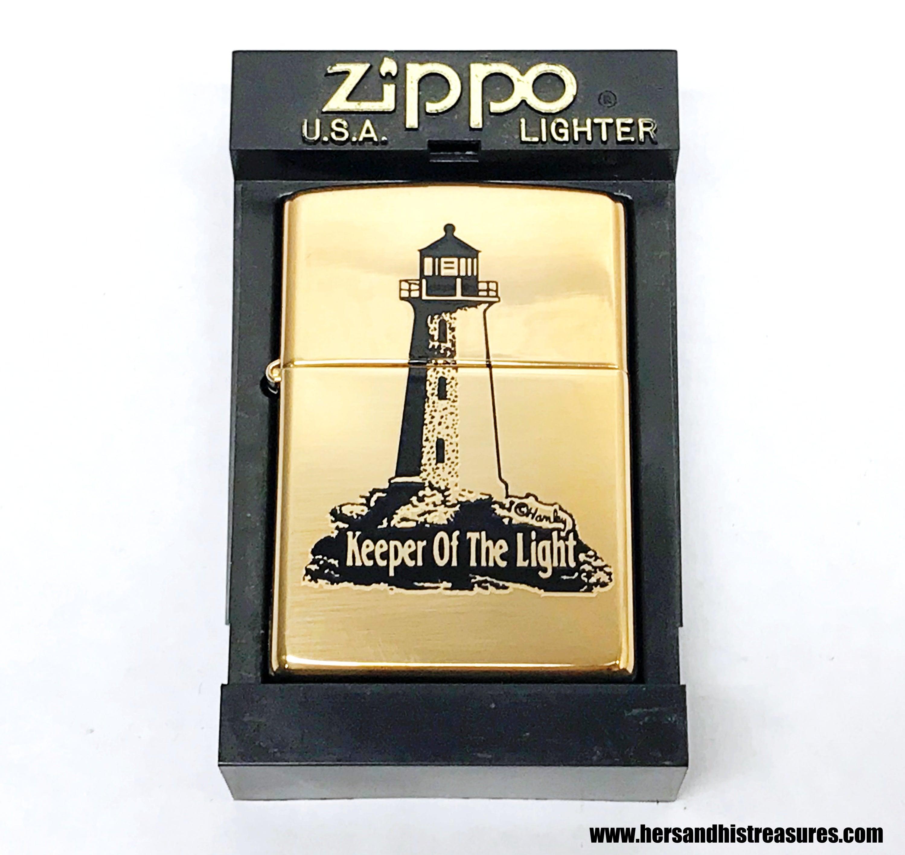 New RARE XV 1999 Keeper of the Light Lighthouse Brass Zippo Lighter