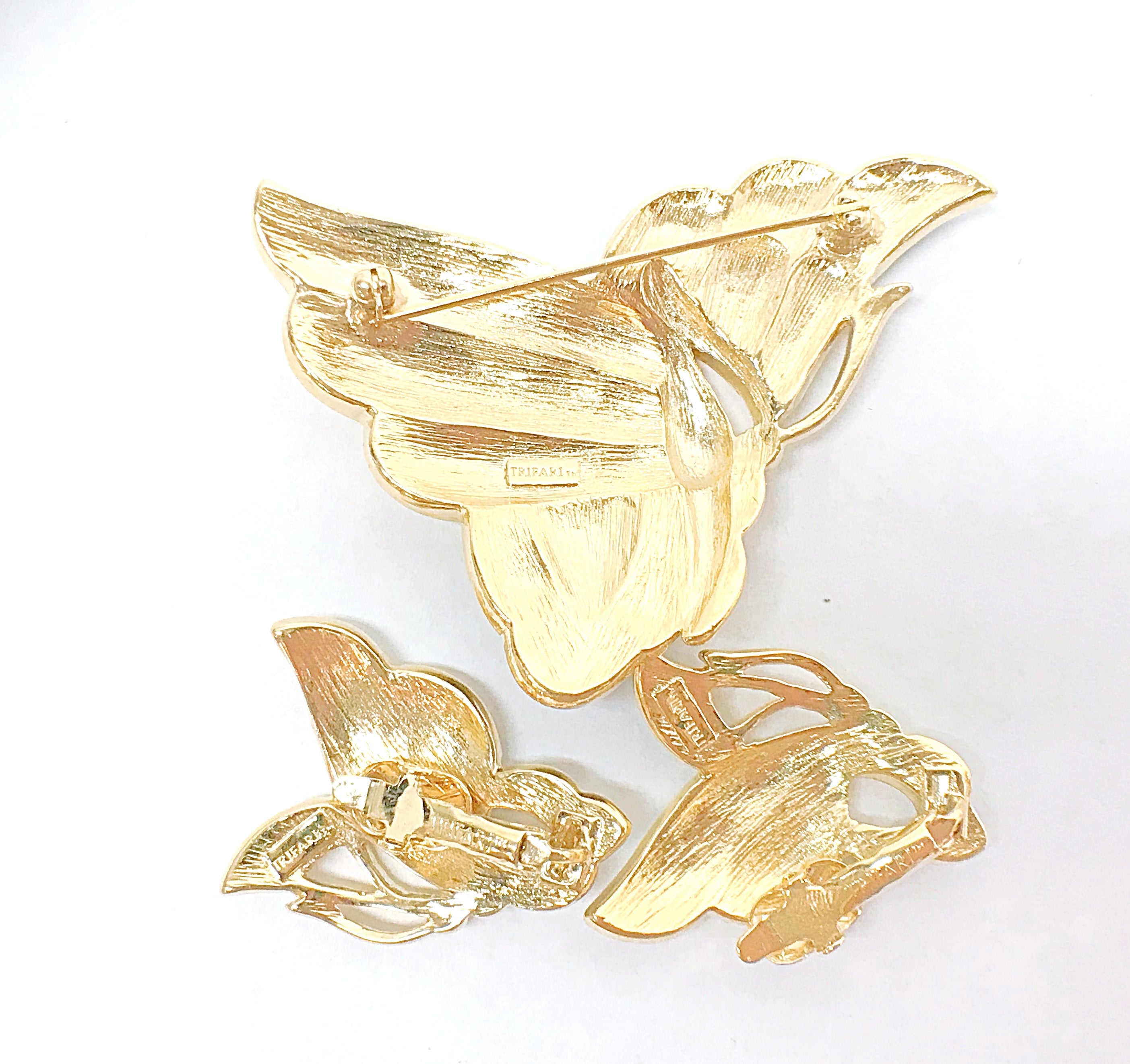 Vintage 1980s yellow enamel brooch and earring hotsell set