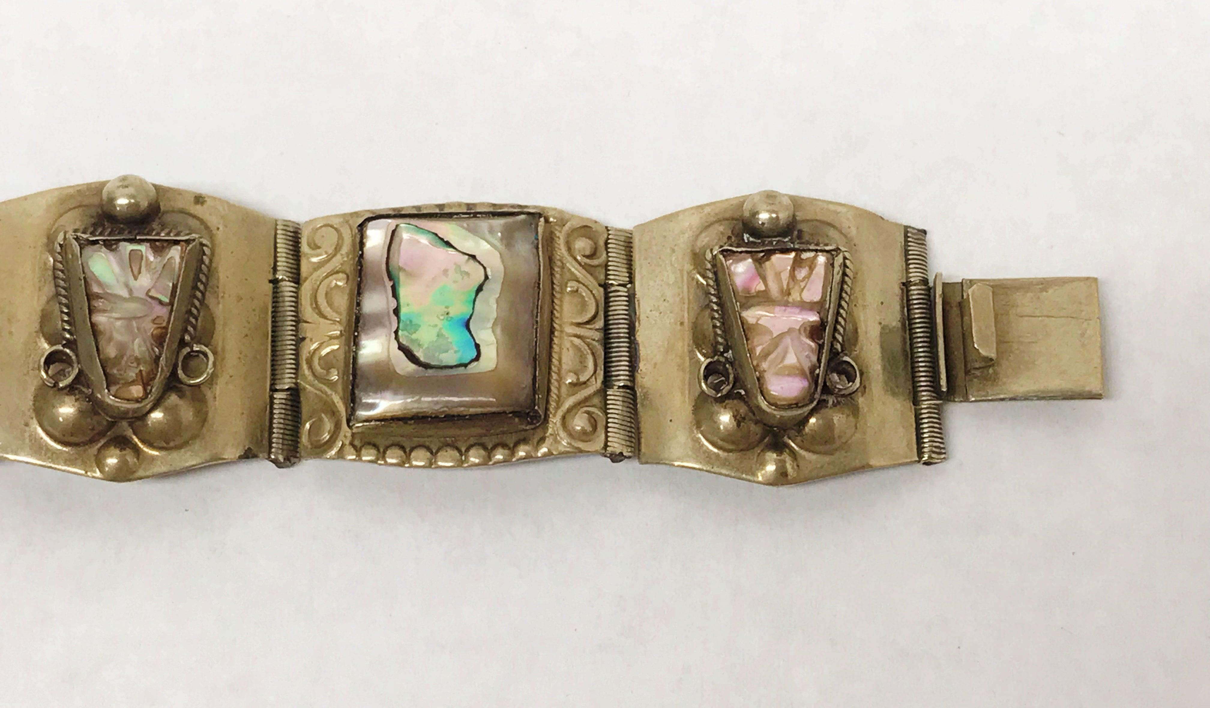 Vintage Abalone Panel Bracelet Alpaca Silver | Mexico – Hers and