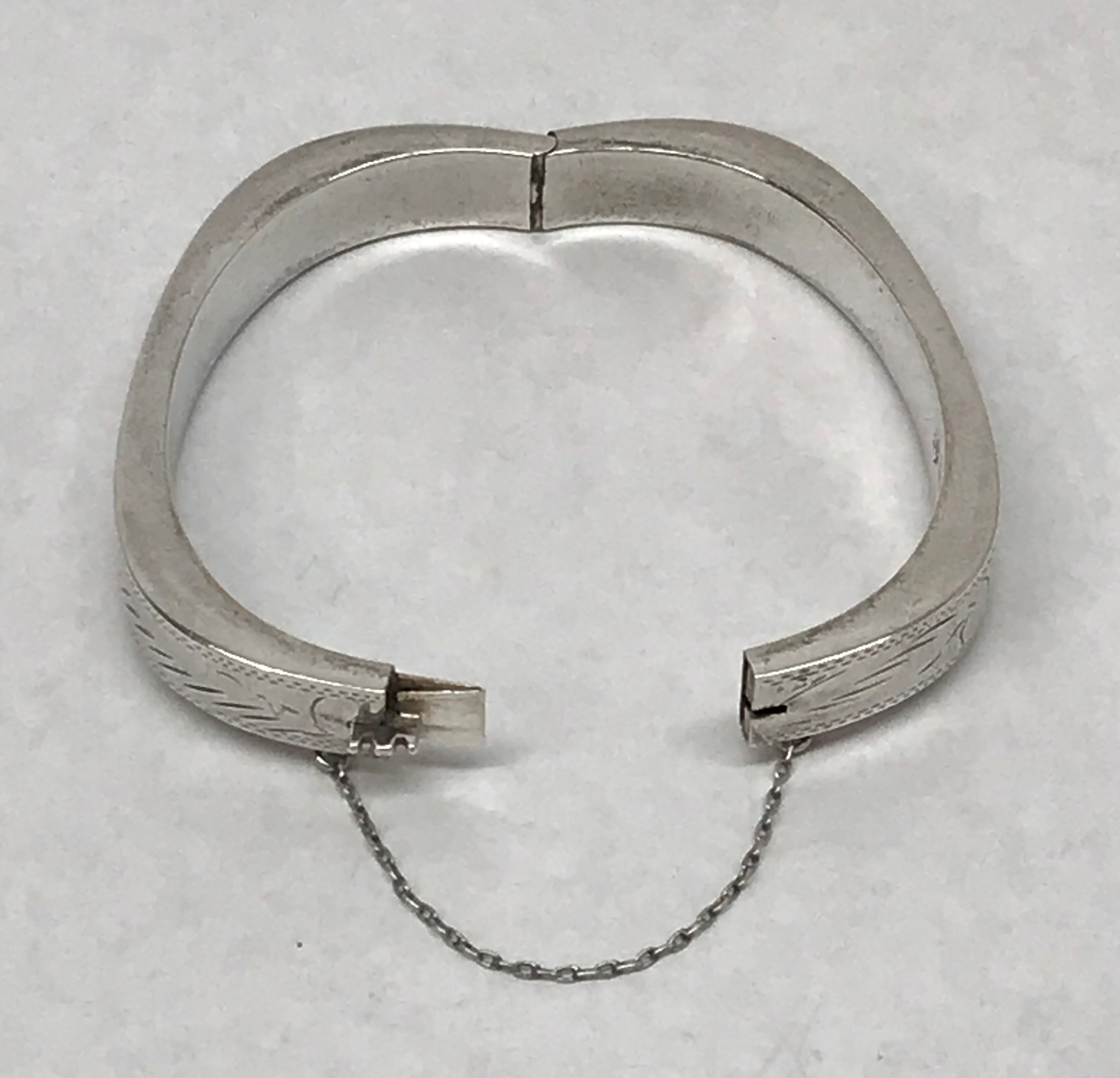 Etched Sterling Hinged Bangle store Bracelet