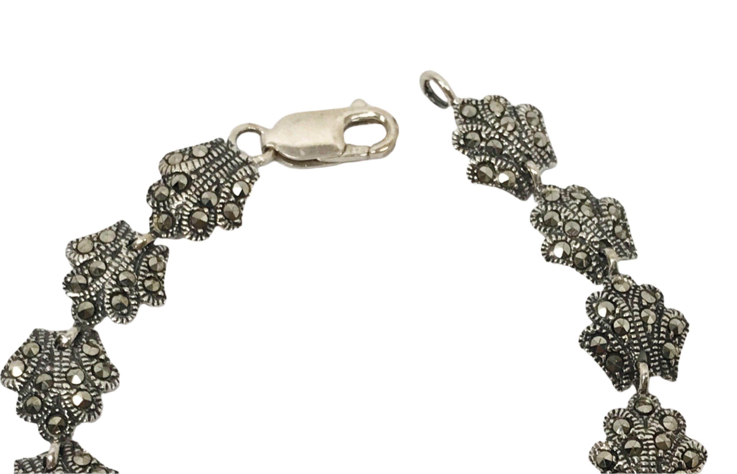 Marcasite Clam Shell .925 Sterling Silver Link Bracelet Hers and His Treasures